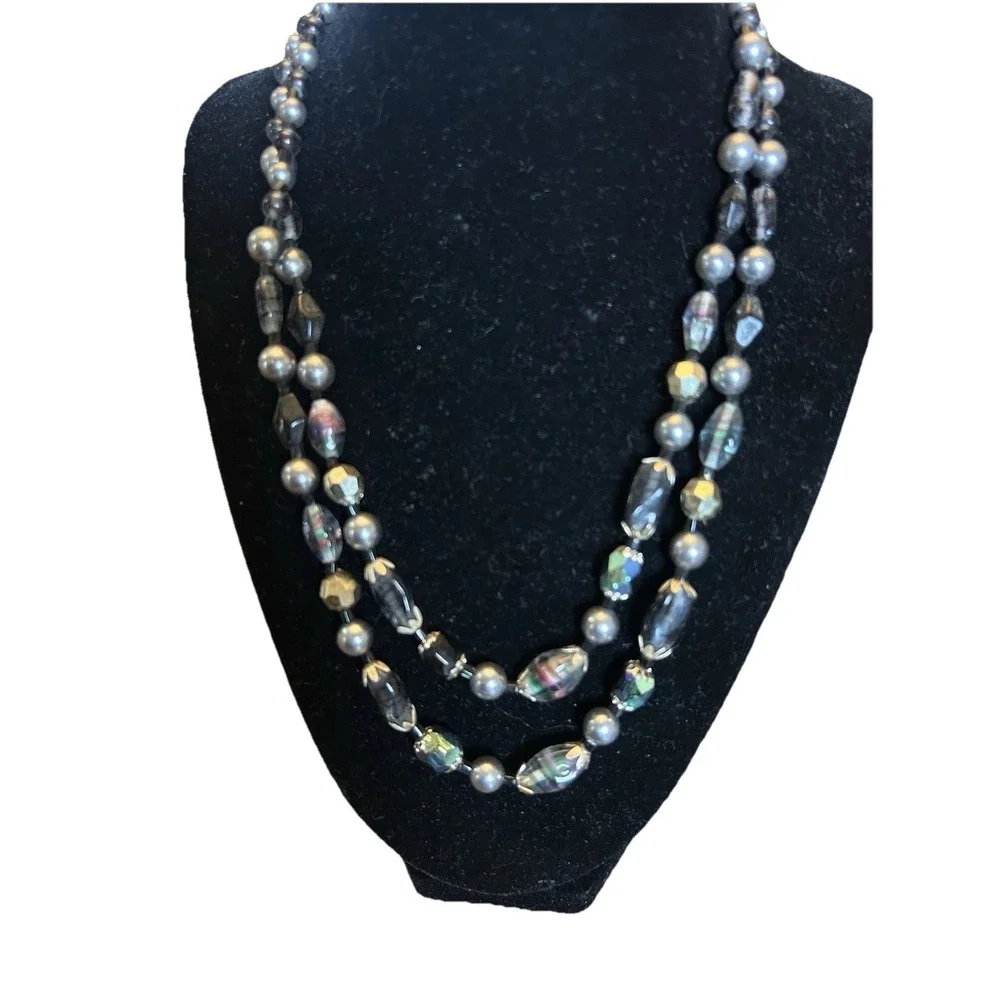 Vintage Multi Strand Necklace Clip On Earrings Set Japan